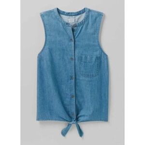 prAna Sunrise Peak Tank Top In Washed Blue Size Large NWT 100% Organic Cotton‎